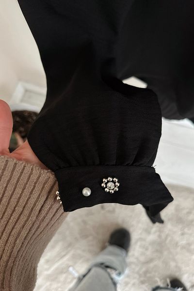 ButikMoor Mo308 Collar Stone Embroidered Black Suit