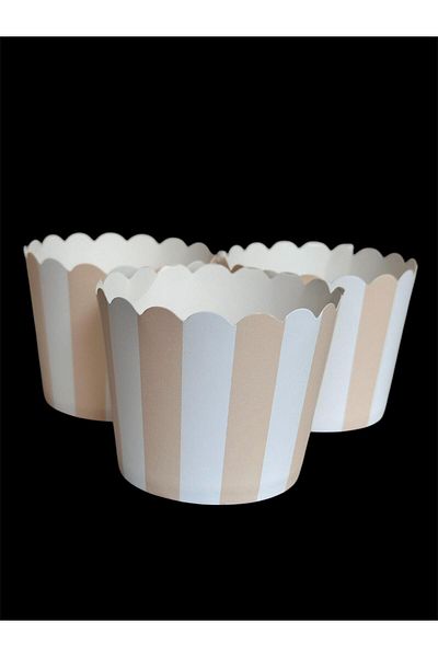 Cadde Süs Cream Striped Muffin Cupcake Mold