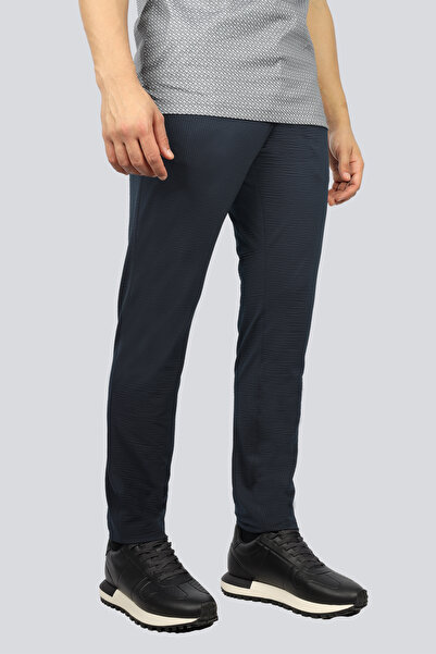 BOSS Erkek Normal Kalıp Beli Lastikli Dokuma Kumaş Lacivert Pantolon 50529423-404