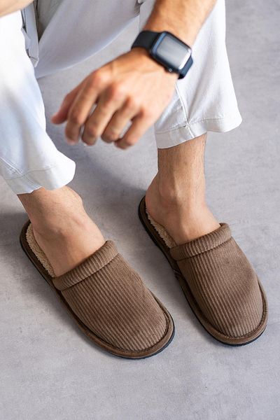 Moda Frato Unisex domácí pantofle Modafrato - ploché zimní pantofle se stuhou