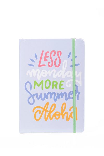 MUKKO HOME "Less Monday، More Summer" دفتر ملاحظات مرن مخطط سميك - 80 ورقة