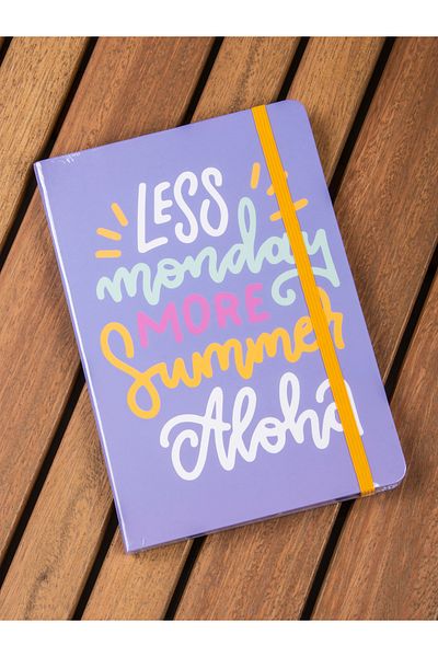 MUKKO HOME "Less Monday، More Summer" دفتر ملاحظات مرن مخطط سميك - 80 ورقة