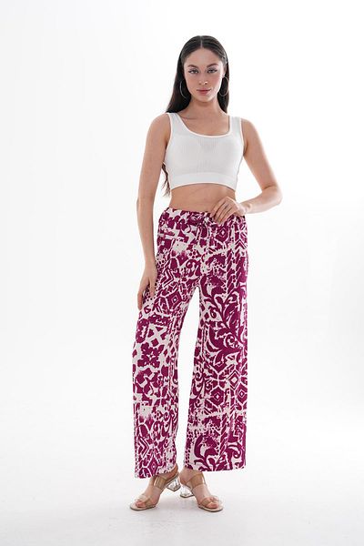 ŞİMAL Women's Patterned Wide Leg Trousers 250028   -