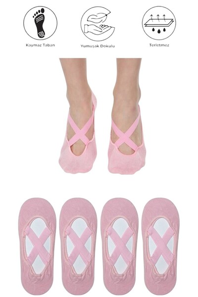 marufshop 4 قطع جوارب يوغا بيلاتيس للياقة البدنية والرقص والرياضة مع نعل مضاد...