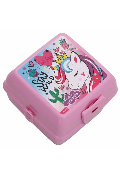 DODOMAR Unicorn Themed Lunch Box – Pink with Multi-Eye Fork and Spoon