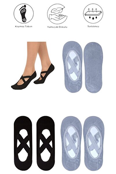 marufshop 4 قطع جوارب يوغا بيلاتيس للياقة البدنية والرقص والرياضة مع نعل مضاد...