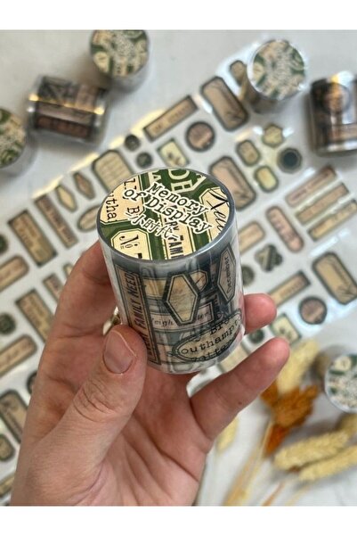 Kağıt Gemi Dükkan Memory Of Display 136 Adet Retro Yeşil Çıkartmalı Washi Ban...