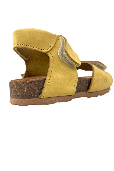 Nubebe Genuine Leather Cork Sole Children's Sandals Yellow