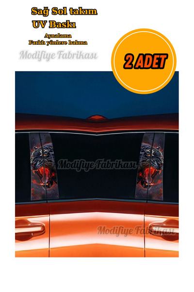 Modifiye Fabrikası Araç Kapı Direği Kaplama Folyosu Uv Baskılı 2'li Set 22x49...