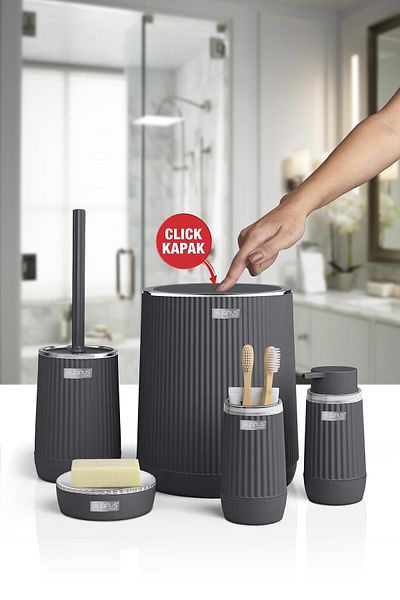 Okyanus Home Σετ μπάνιου Nida Anthracite Chrome Eco 5 τεμαχίων