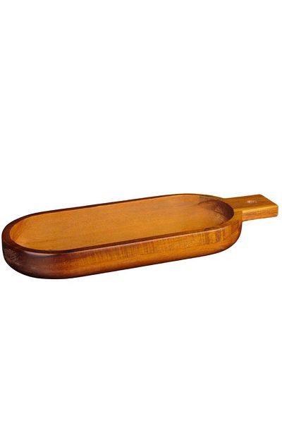 MİEN Mien Durable Wood Acacia Oval Handle Oblate Deep Presenter 7B110