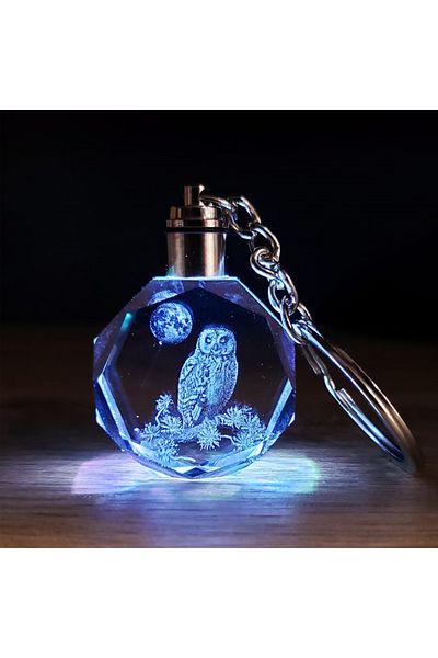SARFEX Led Lighted Crystal Keychain Owl Color Changing Stylish Design Gift
