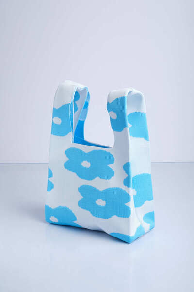 Sebir Moda Geantă de mână tricotată cu model de flori