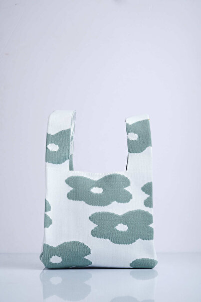 Sebir Moda Çiçek Desenli Triko Tote El Çantası