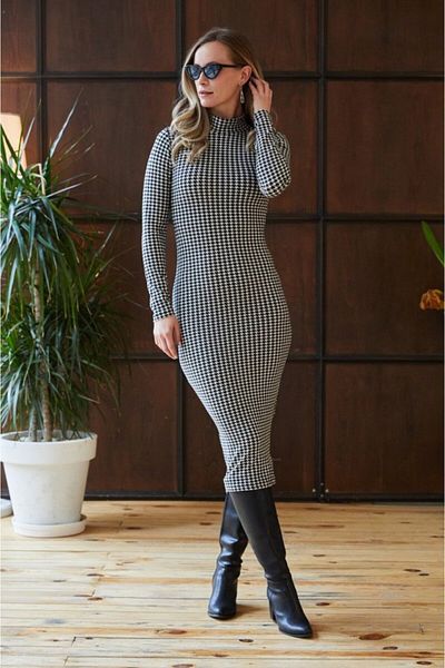 Moka Shopin MokaShopin Rochie de damă cu model din piele de căprioară, produs de oportunitate, rochie de lungime midi