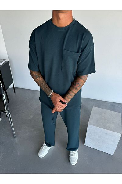 elkumoda Ανδρικό παντελόνι Lycra Oversize, Ανθεκτικό στον ιδρώτα, ελαστικό και άνετο σχέδιο με τσέπες