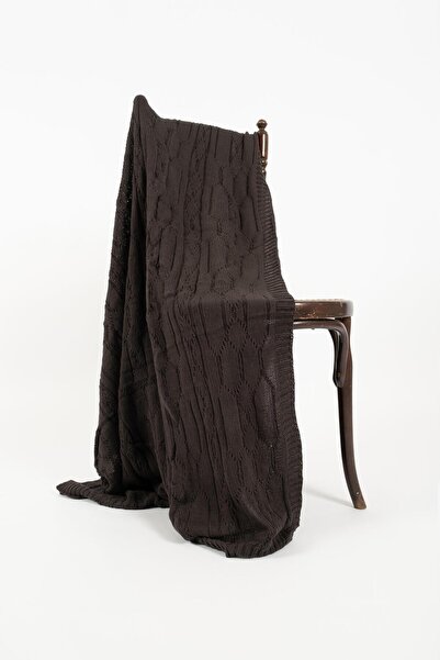 RTD&VLD Sarmaşık Desen Triko Battaniye Koltuk Şalı Antrasit