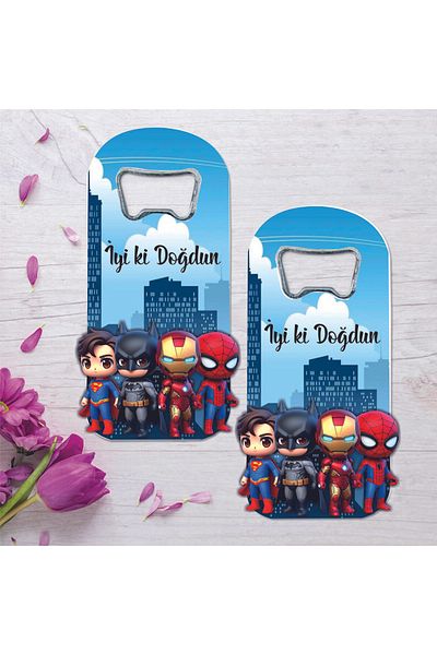 Ege ajans 10Pcs Wood Relief Figured Avengers Doll Gift Opener Magnet