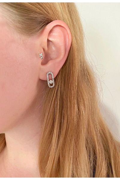 Asteria Jewelry أقراط فضية اللون ماركة ميس