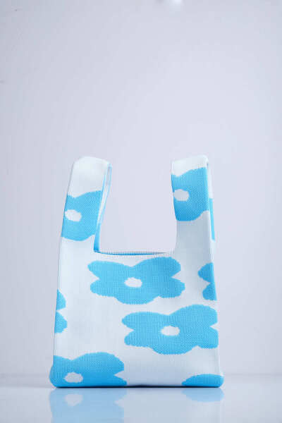 Sebir Moda Geantă de mână tricotată cu model de flori