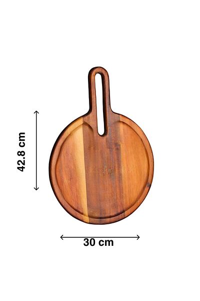MİEN Mien Durable Wood Acacia Bohemian Round Presentation Holder Large Size (L) 7B117