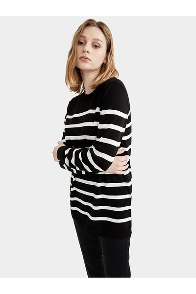 DeFacto Relax Fit Striped Knit Tunic Sweater