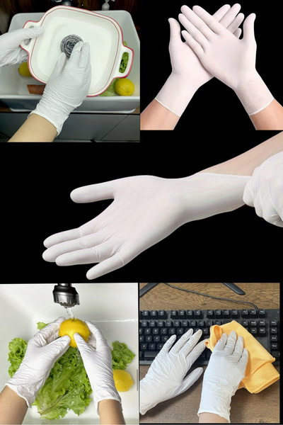 Özkan Ambalaj Temizlik 100 Adet Beyaz Medium Orta Boy Pudralı Muayene Eldiven...