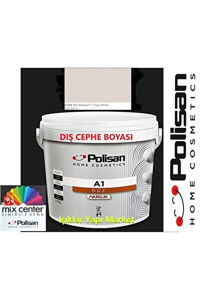 Polisan Dış Cephe Boyası-a1 Akrilik Düz-7,5litre(10KG.)-cd-8217 Sis Beyazı