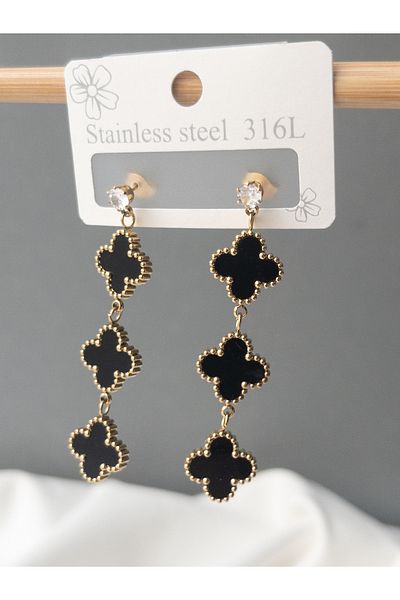 Siya Silver 316l Anti-tarnish Steel - Dangle Model Clover Earrings