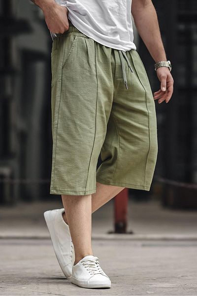 Madmext Khakifarbene Capri-Shorts aus Leinen für Herren 6538