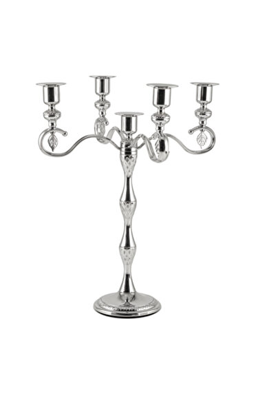 Sena 5'li Krom Renk Şamdan Takımı, şık ve zarif dekorasyon aksesuarları