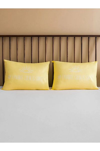 LC Waikiki Lcw Home Mixed Lettering Printed Cotton Pillowcases Set of 2 50X70 cm