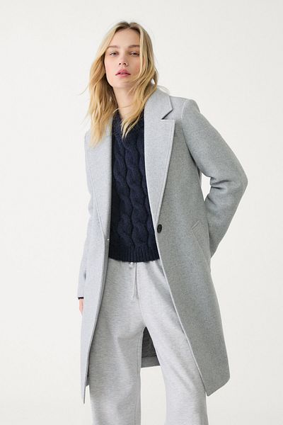 Stradivarius Soft-touch button-up midi coat
