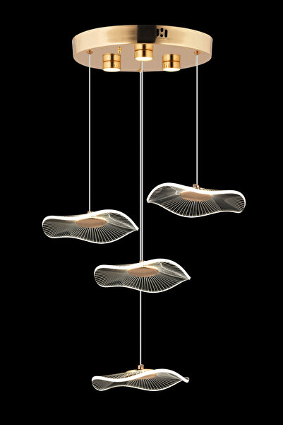 Helen Kumandalı 3 Renk Işık Özellikli Dimmerli Modern Kaplama Sarkıt Led Avize Salon Mutfak Avize