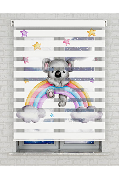 AD Home Gökkuşağı ve Sevimli Koala Baskılı Zebra Perde - Gece Gündüz - Bebek ...