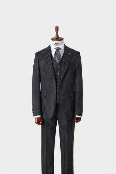 Kadir Büyükkaya Slim Fit Viskon Karışımlı Yelekli Erkek Takım Elbise - Dört M...