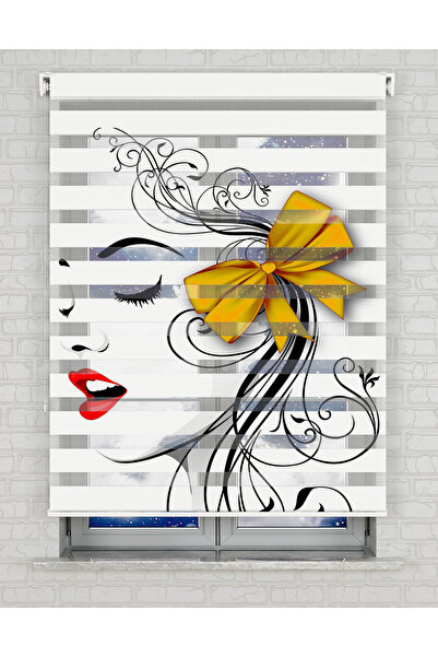 AD Home Κουρτίνα ζέβρα με κίτρινη πόρπη και σχέδιο βέκτορ - Ημέρα και Νύχτα -...