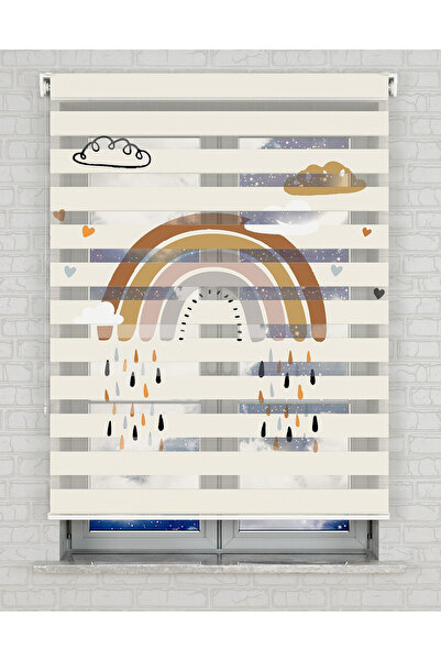 AD Home Κουρτίνα ζέβρα με καφέ σχέδιο ουράνιου τόξου - Ημέρα και νύχτα - Κουρ...