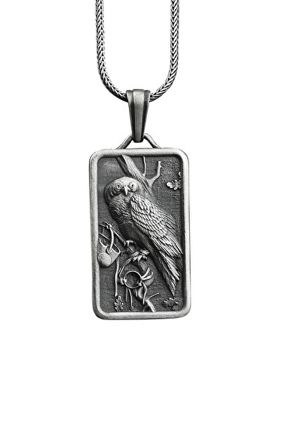 Bysilverstone Keskin Bakışlı Baykuş Som Gümüş Künye Kolye