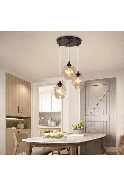 A F N LIGHTING A F N LIGHTINGS 3-Light Modern Glass Chandelier, Contemporary Decorative Pendant Lamp for Home