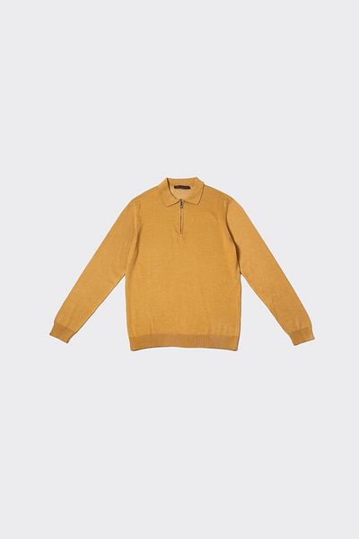 Kadir Büyükkaya Zippered Polo Collar Men's Cotton Knitwear Sweater-Kaw6700W