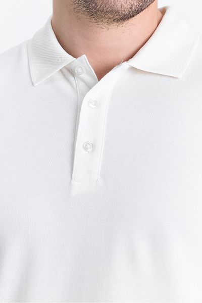 Frappoli Frank Ανδρικό - Λευκό Slim Fit Polo T-shirt, 100% βαμβάκι, μακρύ μανίκι