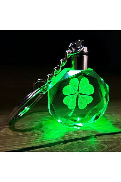 SARFEX Clover Colorful Crystal Keychain with Led Lights - Stylish Design