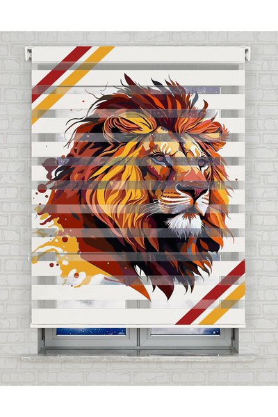 AD Home Renkli Aslan Baskılı Zebra Perde - Gece Gündüz - Erkek Çocuk Odası Pe...