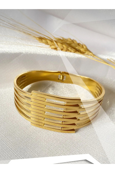 stainles steel 22 AYAR ALTIN KAPLAMA KABURGA KELEPÇE BİLEKLİK PASLANMAZ ÇELİK