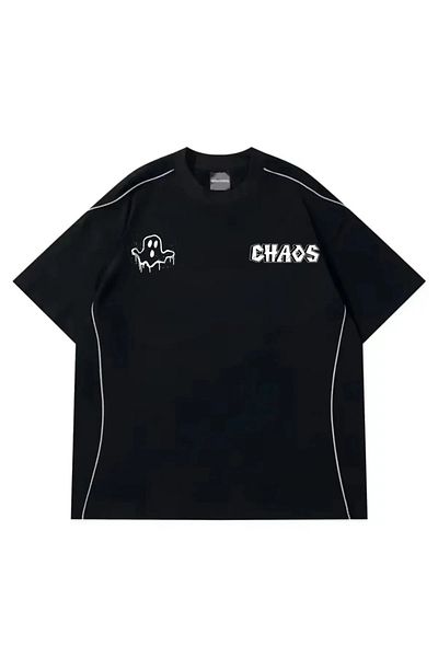 Gofeel Harajuku Street Unisex Chaos Extra Casper Print Detail Short Sleeve Oversize T-Shirt