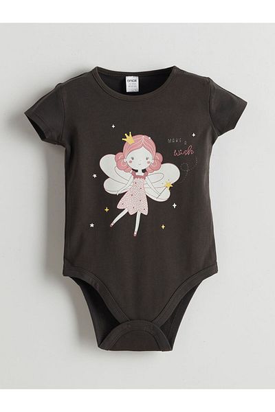 LC Waikiki LCW ECO Crew Neck Printed Baby Girl Snap Body