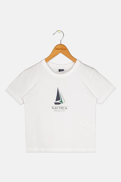 Nautica Kids Boy Brand Logo Short Sleeve T-Shirt, White Combo