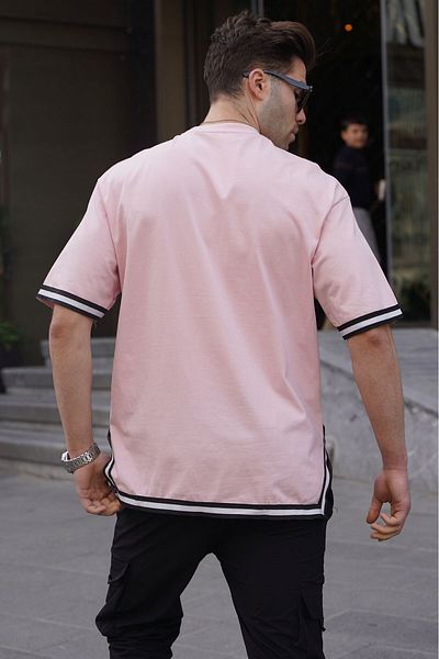 Madmext Μπλουζάκι Dust Pink Crew με ριγέ λαιμόκοψη 6097