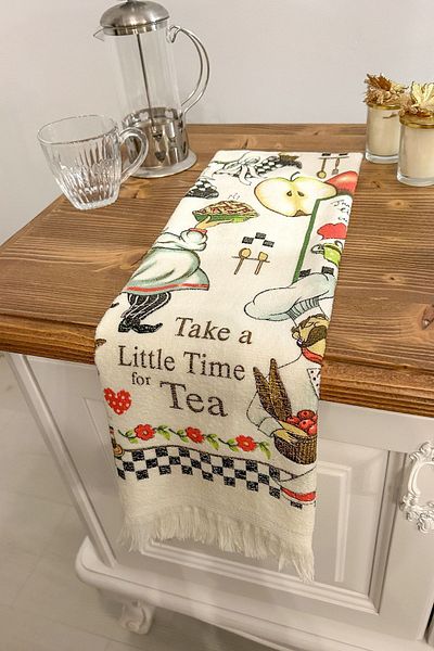 CNR Garden 3-Piece 40x60 Cm Printed Towel Set - Hand and Face Towel, Kitchen Towel, Wooden Base